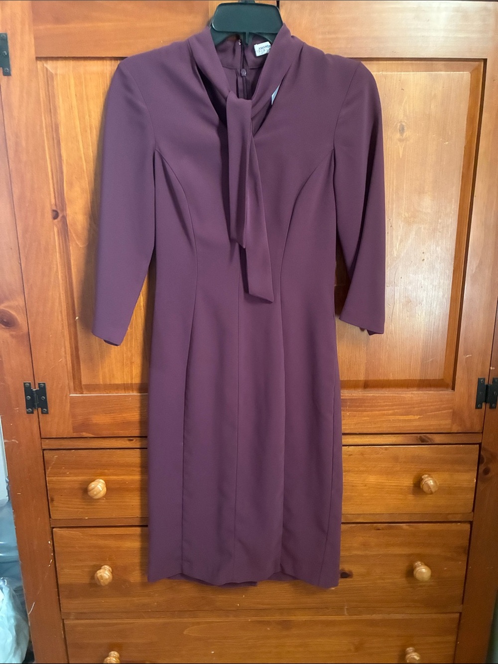 Amanda Uprichard Plum Tie-Neck Midi Dress